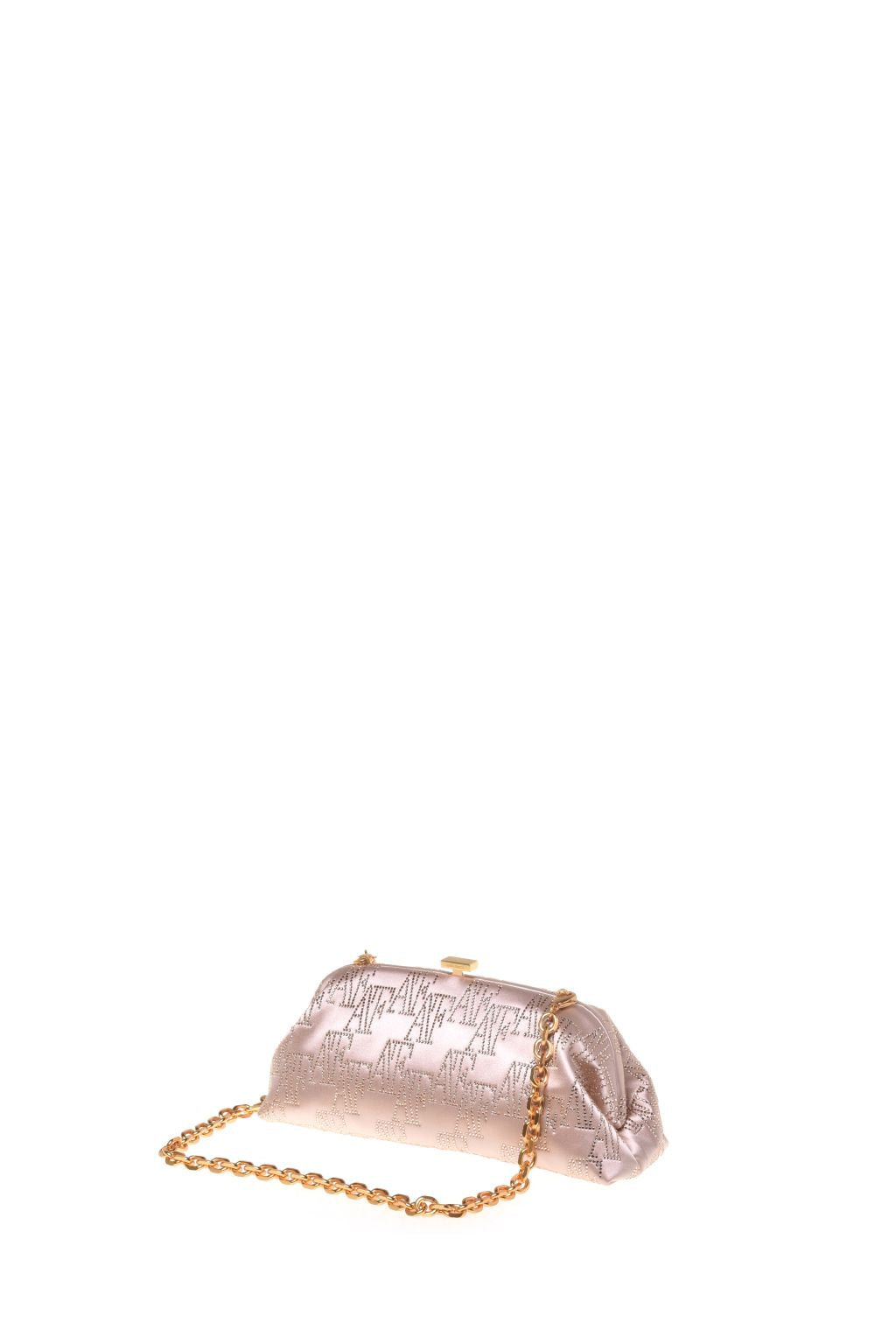 Pochette en satin avec monogramme AF en strass - Pink