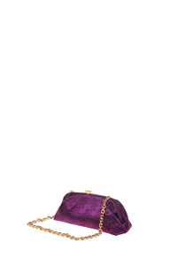 Pochette en satin avec monogramme AF en strass - Purple
