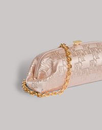 Pochette en satin avec monogramme AF en strass - Pink
