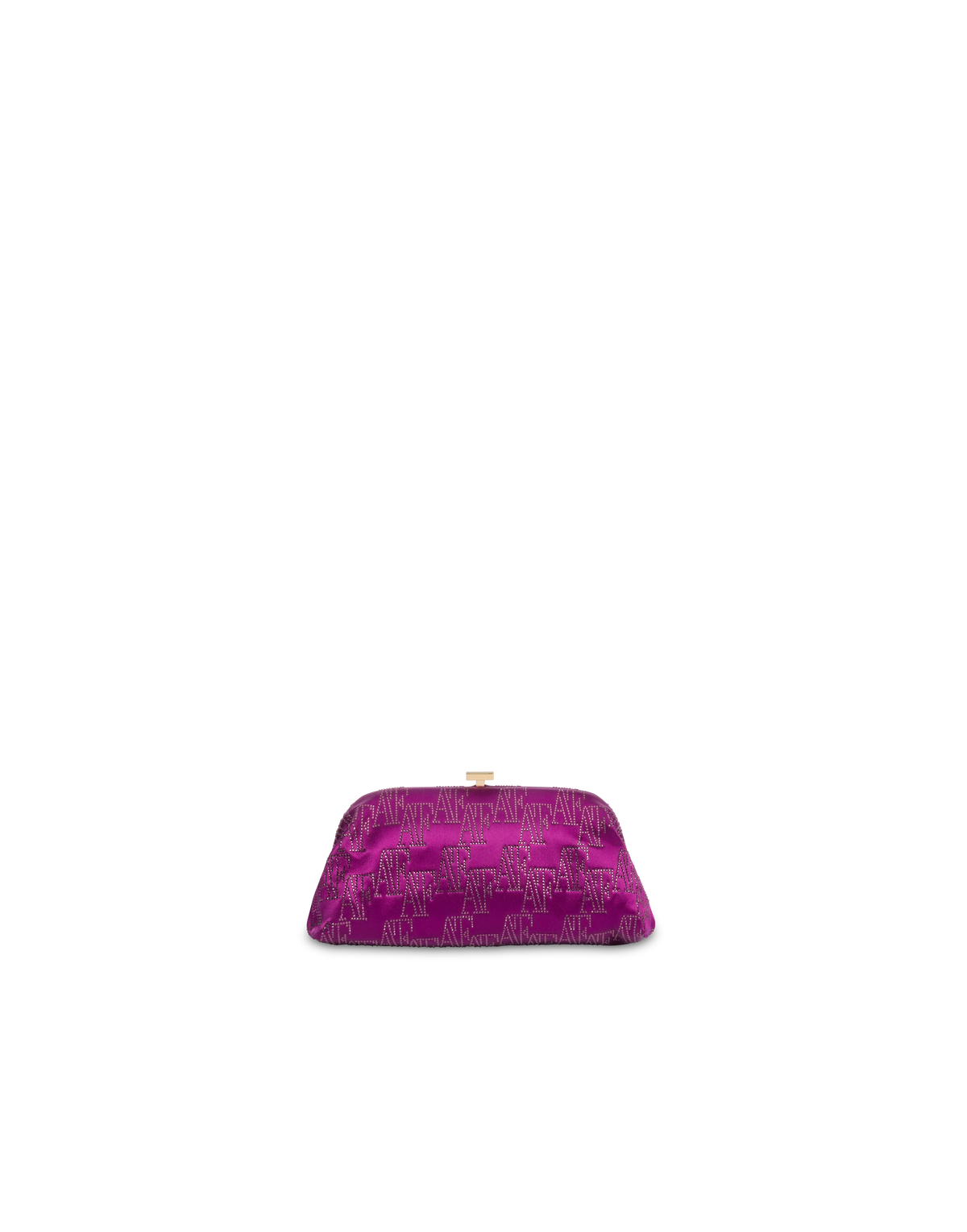 Pochette en satin avec monogramme AF en strass - Purple