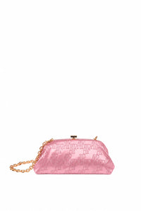 Pochette en satin avec monogramme AF en strass - Pink