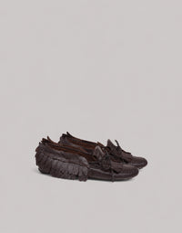 Mocassin en Cuir à Franges - Brown