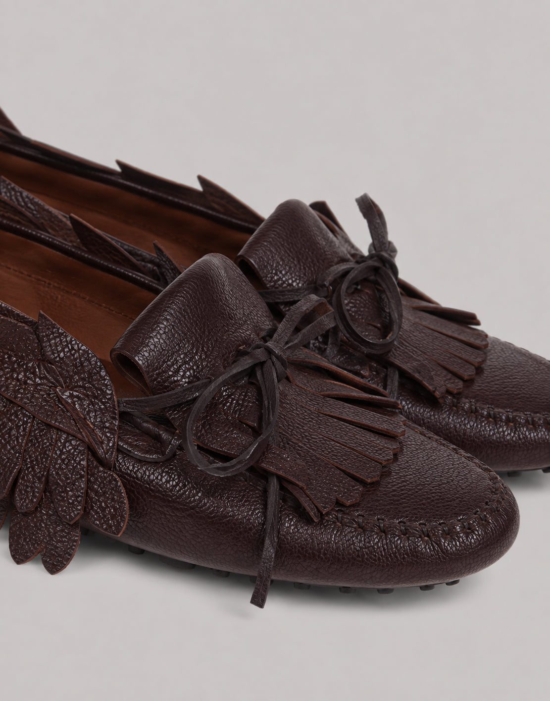 Mocassin en Cuir à Franges - Brown