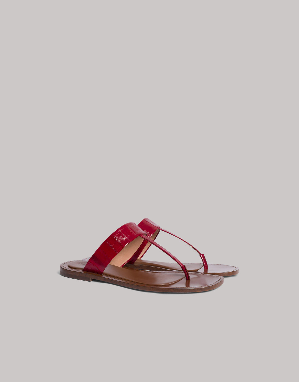 Sandales plates en cuir d'anguille - Red