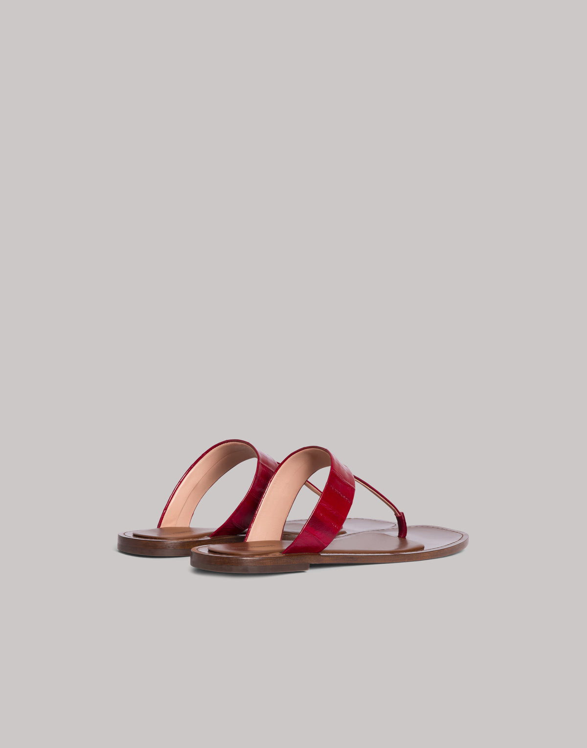 Sandales plates en cuir d'anguille - Red