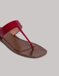 Sandales plates en cuir d'anguille - Red
