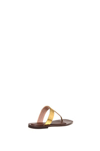 Sandales plates en cuir d'anguille - Gold