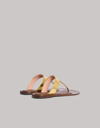 Sandales plates en cuir d'anguille - Gold