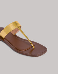 Sandales plates en cuir d'anguille - Gold