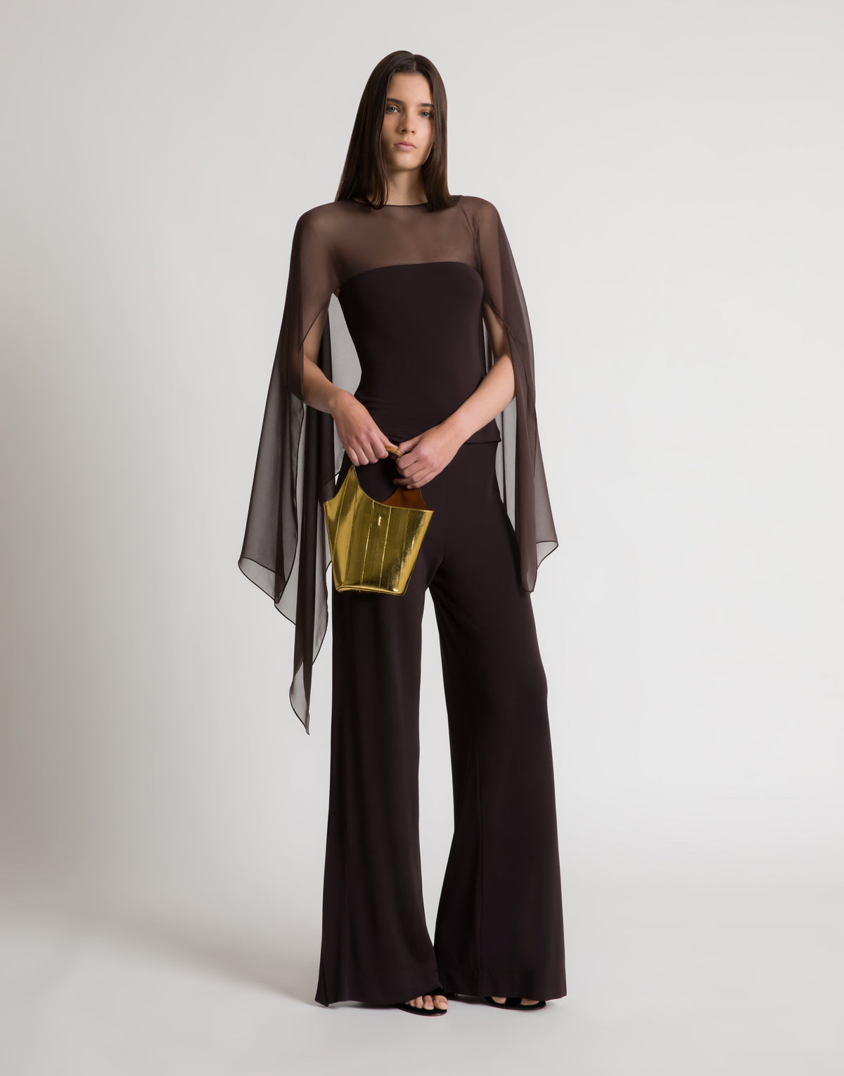 Sac seau en cuir d'anguille - Gold