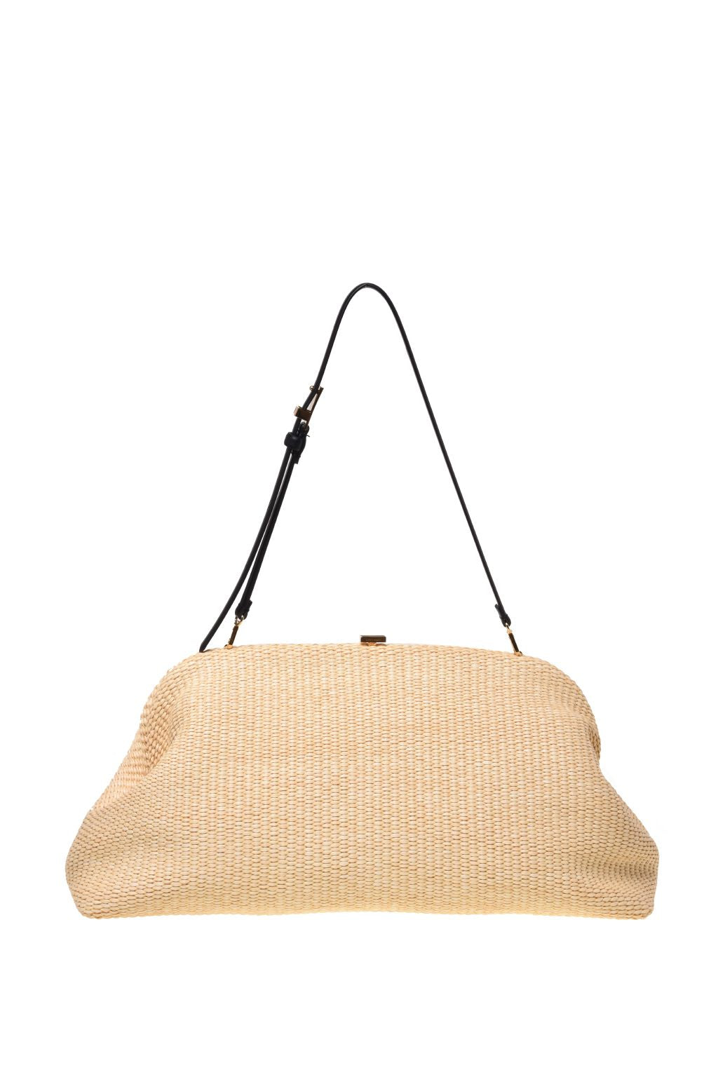 Sac Porté Épaule Tressé à Fermoir Cadre - White & beige