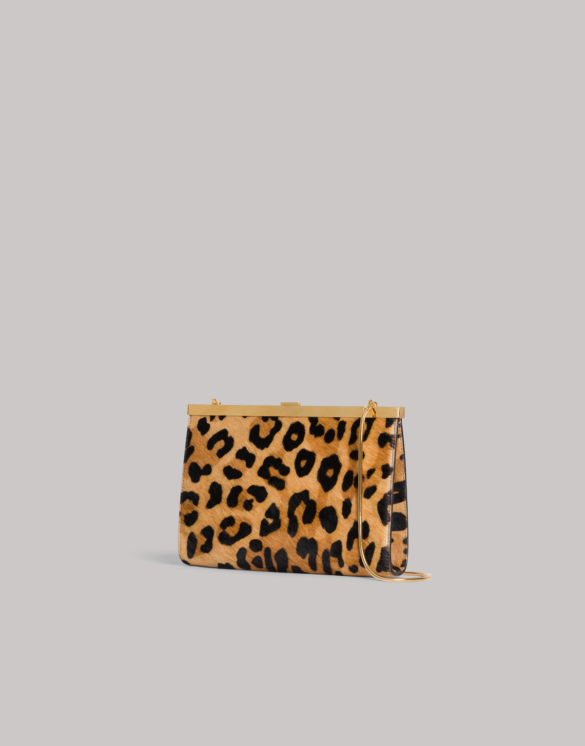 Sac en cuir de poulain imprimé léopard - Ivory