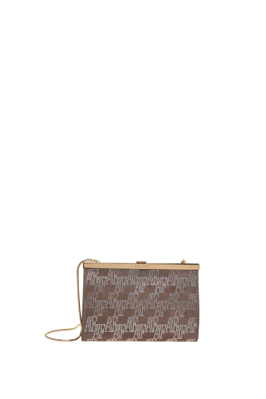 Pochette à Fermoir Cadre Ornée de Logo - Beige