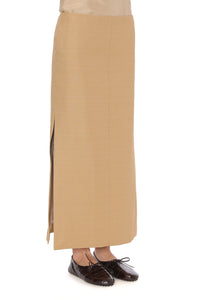 Jupe midi avec fente - Beige
