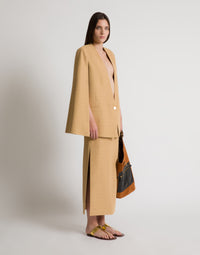 Jupe midi avec fente - Beige