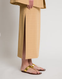 Jupe midi avec fente - Beige