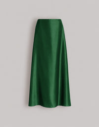 Jupe longue en soie - Bottle green