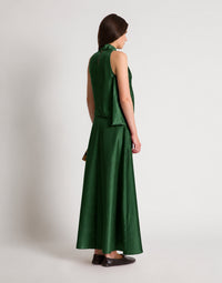 Jupe longue en soie - Bottle green