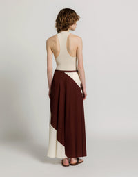 Jupe en twill de viscose imprimé - Brown