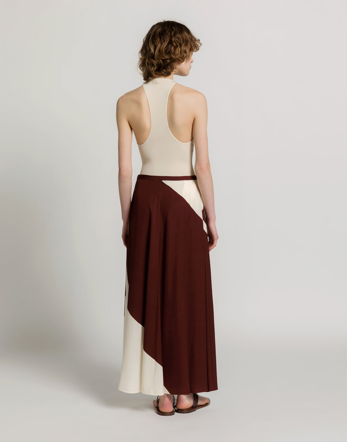 Jupe en twill de viscose imprimé - Brown