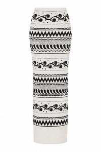 Jupe Longue Crayon Brodée - White