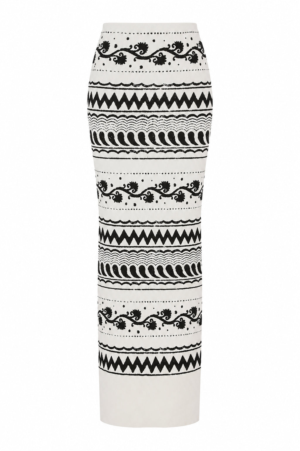 Jupe Longue Crayon Brodée - White
