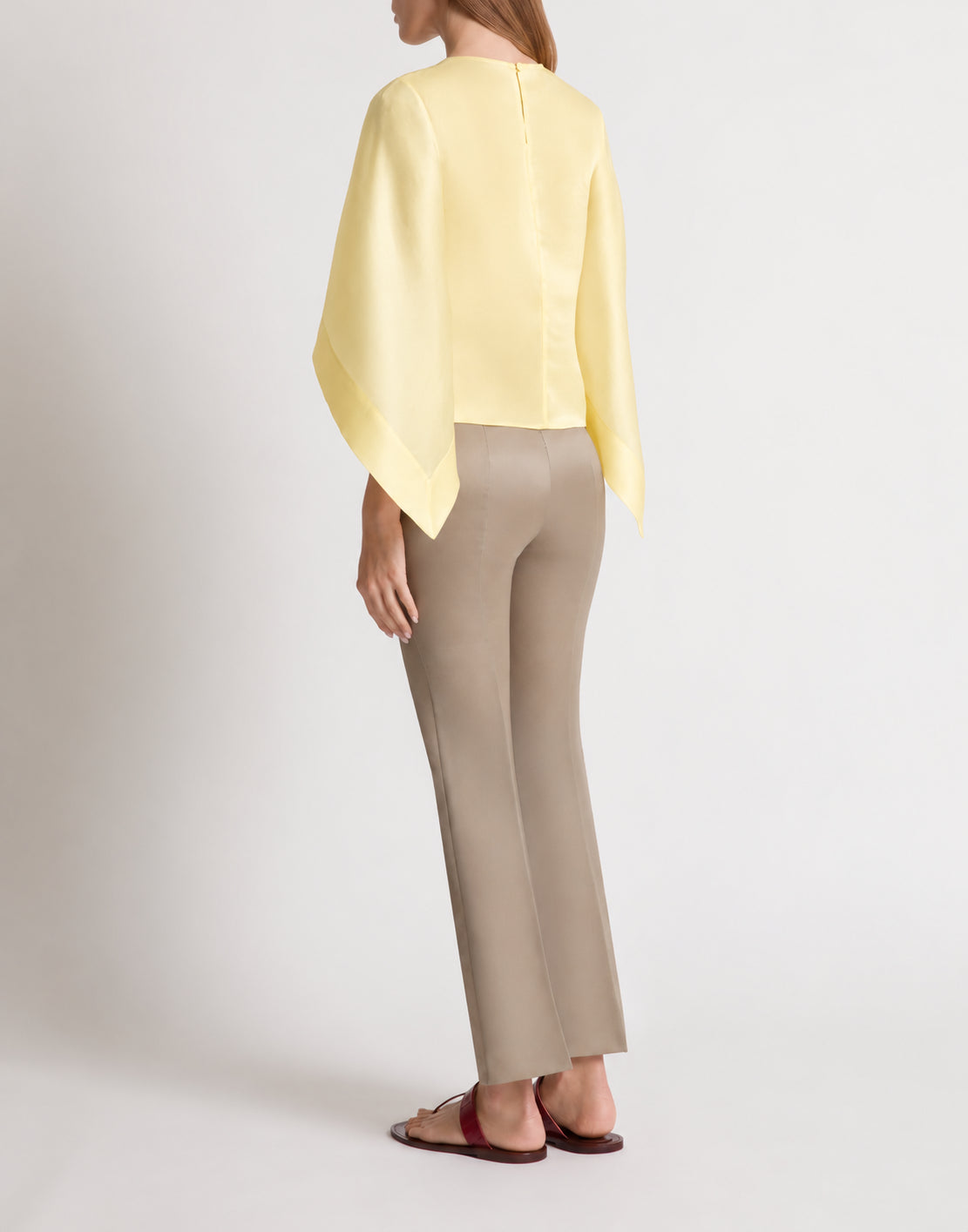 Top cape en organza de soie - Yellow