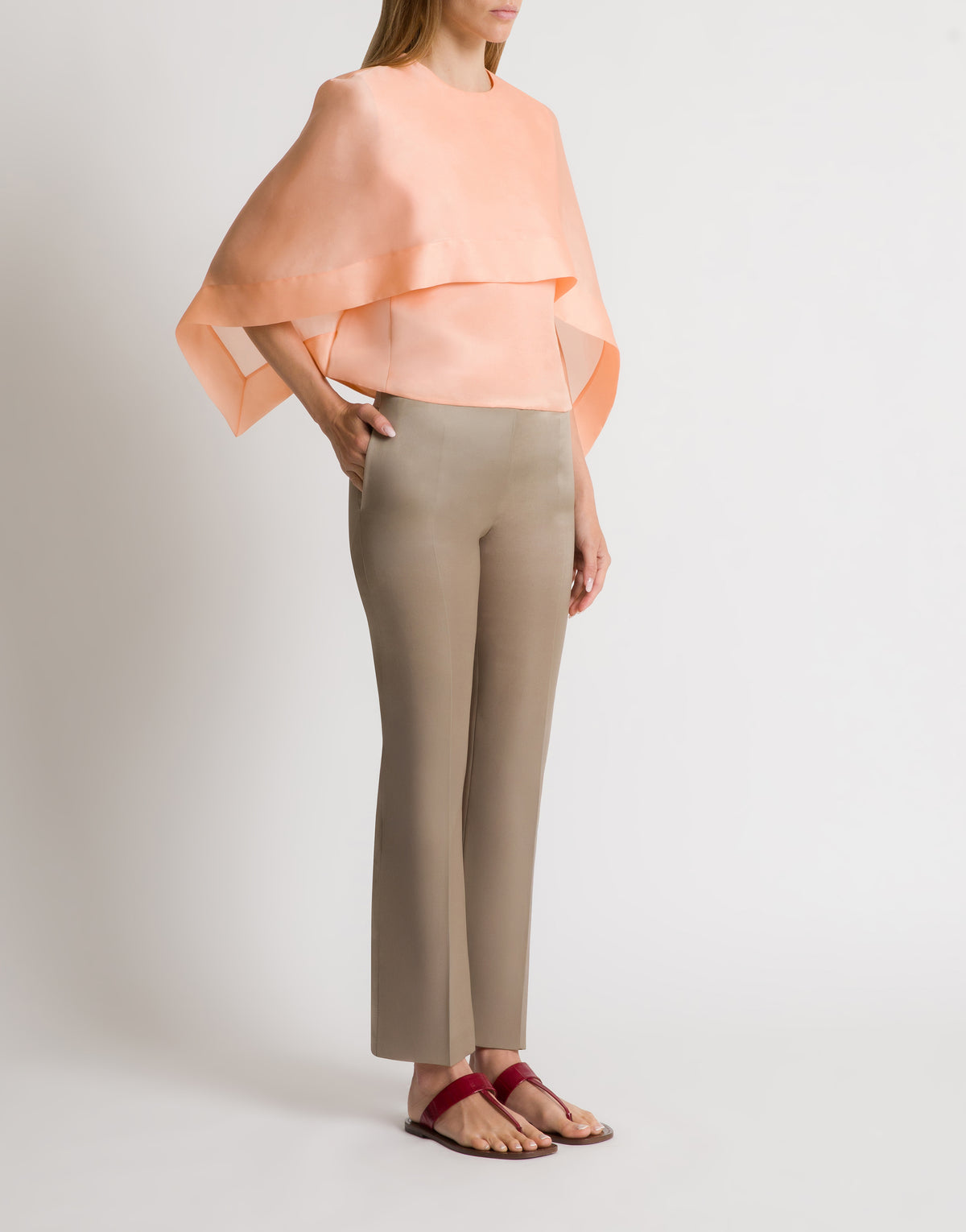 Top cape en organza de soie - Pink