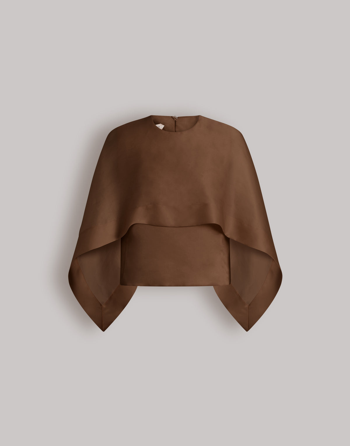 Top cape en organza de soie - Brown