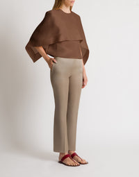 Top cape en organza de soie - Brown