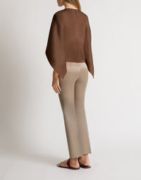 Top cape en organza de soie - Brown