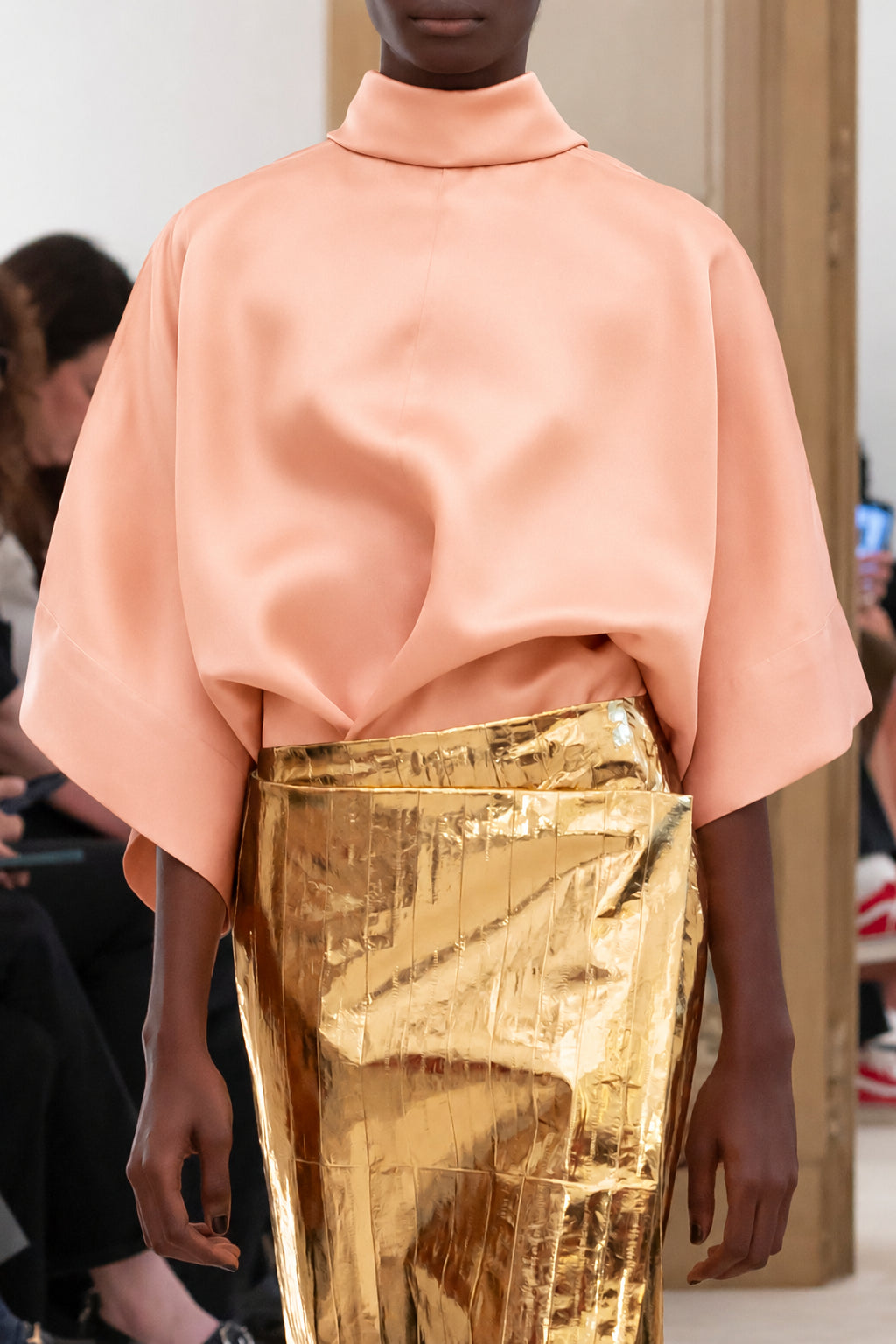 Jupe Midi Portefeuille Métallisée - Pink