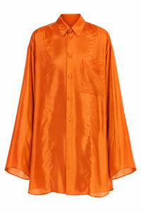 Chemise Oversize en Soie - Orange