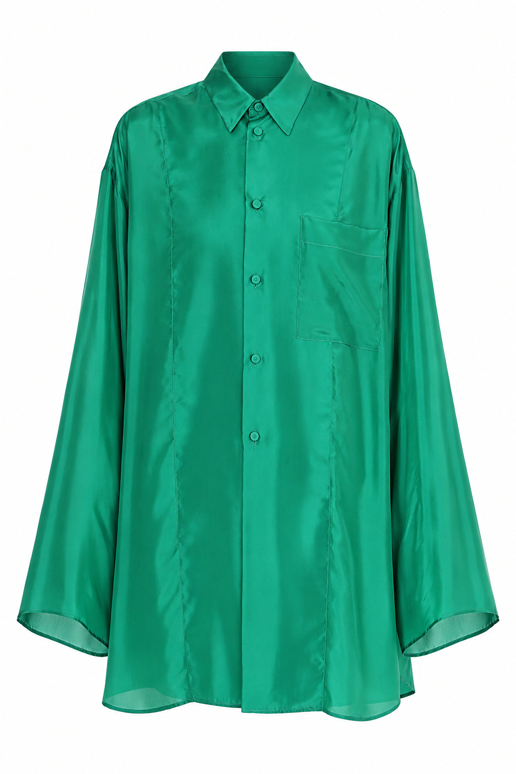 Chemise Oversize en Soie - Bottle green
