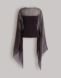 Top à manches en mousseline - Brown