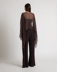 Top à manches en mousseline - Brown