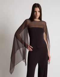Top à manches en mousseline - Brown