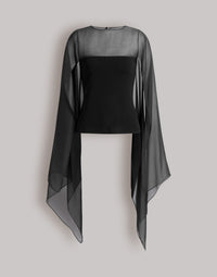 Top à manches en mousseline - Black