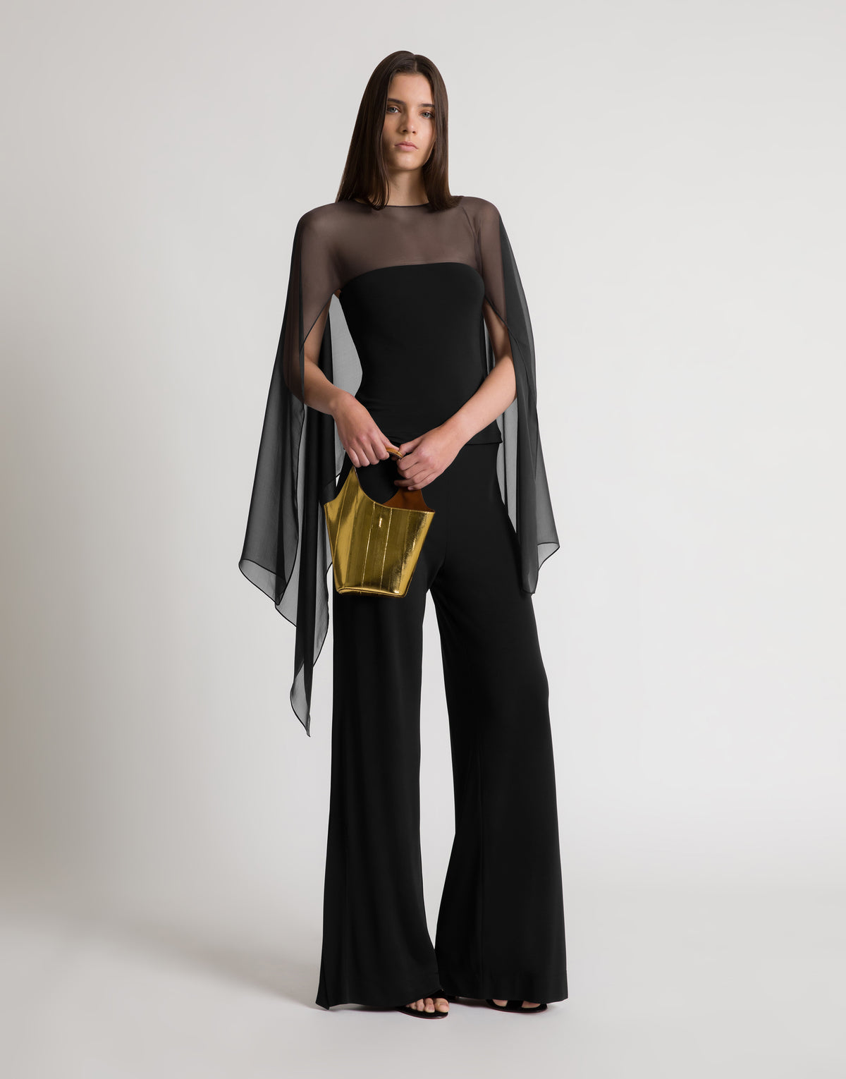 Top à manches en mousseline - Black