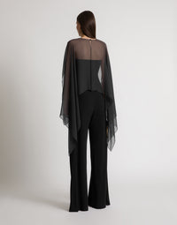 Top à manches en mousseline - Black