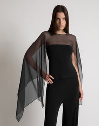 Top à manches en mousseline - Black