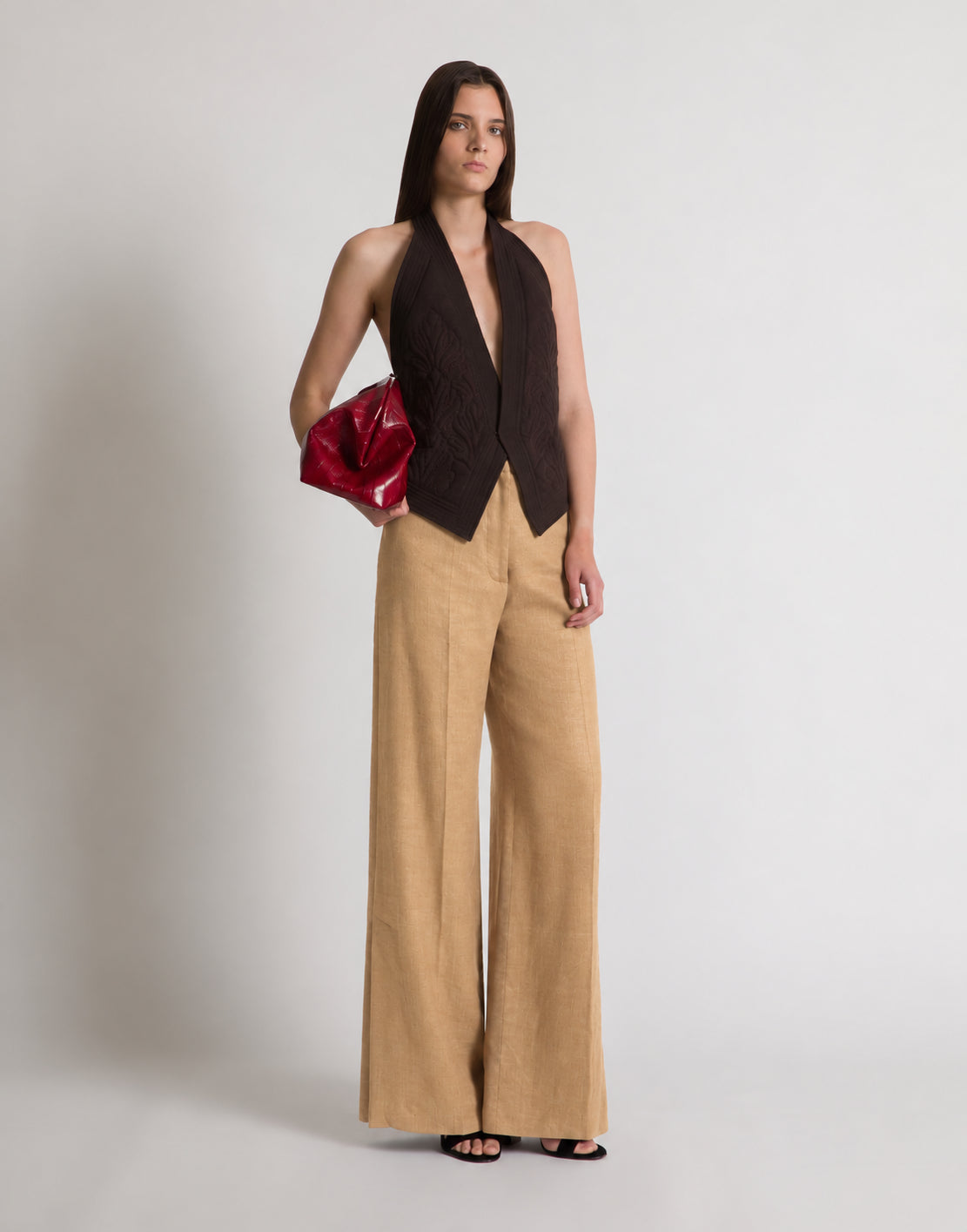 Pantalon Large Tailleur - Beige