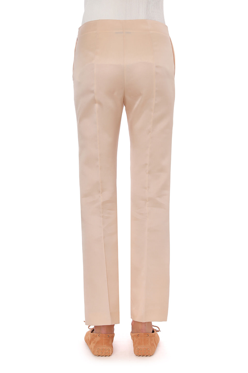Pantalon droit en soie - Beige