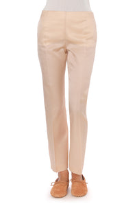 Pantalon droit en soie - Beige