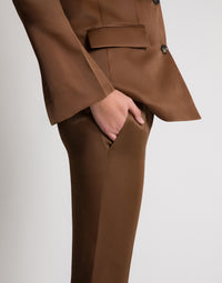 Pantalon droit en soie - Brown