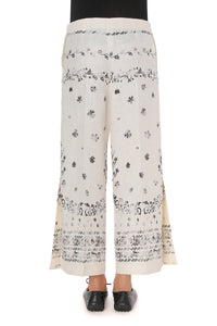 Pantalon en lin imprimé - Ivory