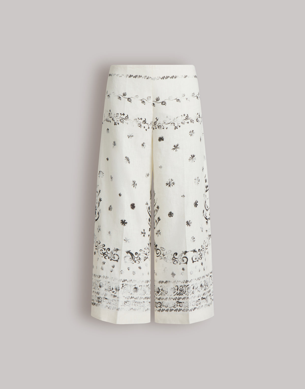 Pantalon en lin imprimé - Ivory
