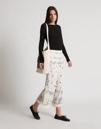 Pantalon en lin imprimé - Ivory