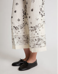 Pantalon en lin imprimé - Ivory