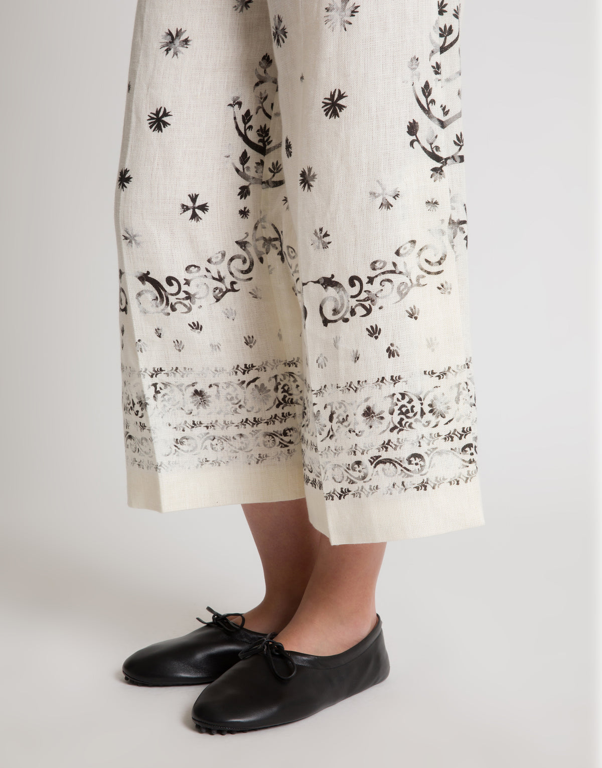 Pantalon en lin imprimé - Ivory